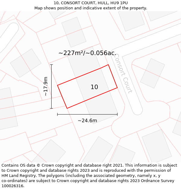 10, CONSORT COURT, HULL, HU9 1PU: Plot and title map