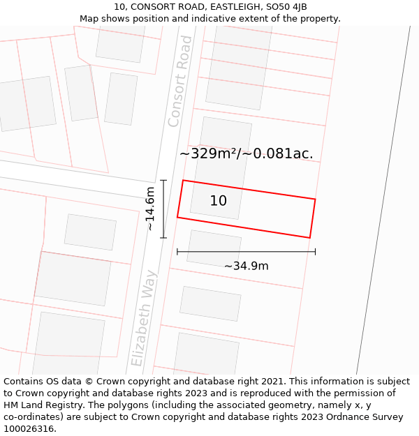 10, CONSORT ROAD, EASTLEIGH, SO50 4JB: Plot and title map