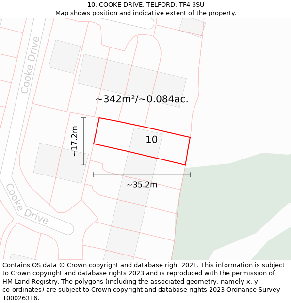 10, COOKE DRIVE, TELFORD, TF4 3SU: Plot and title map