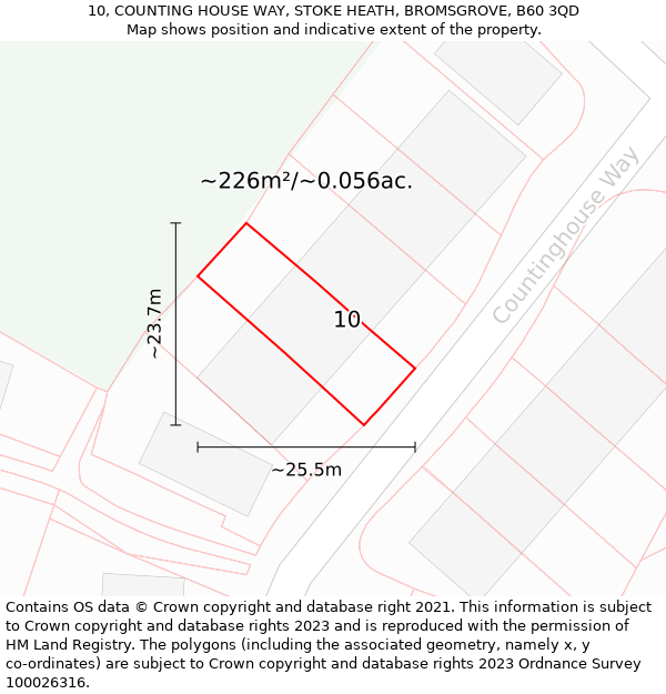 10, COUNTING HOUSE WAY, STOKE HEATH, BROMSGROVE, B60 3QD: Plot and title map