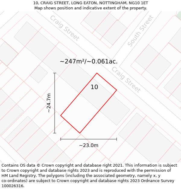 10, CRAIG STREET, LONG EATON, NOTTINGHAM, NG10 1ET: Plot and title map