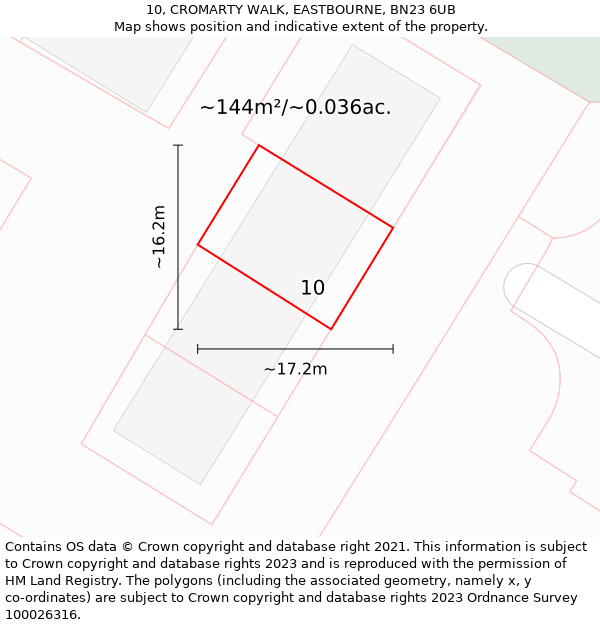 10, CROMARTY WALK, EASTBOURNE, BN23 6UB: Plot and title map