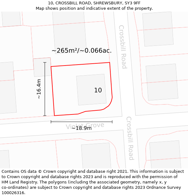 10, CROSSBILL ROAD, SHREWSBURY, SY3 9FF: Plot and title map