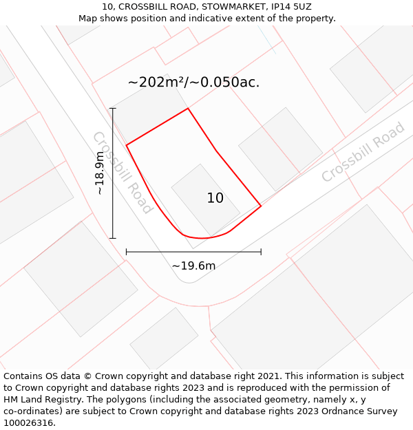 10, CROSSBILL ROAD, STOWMARKET, IP14 5UZ: Plot and title map