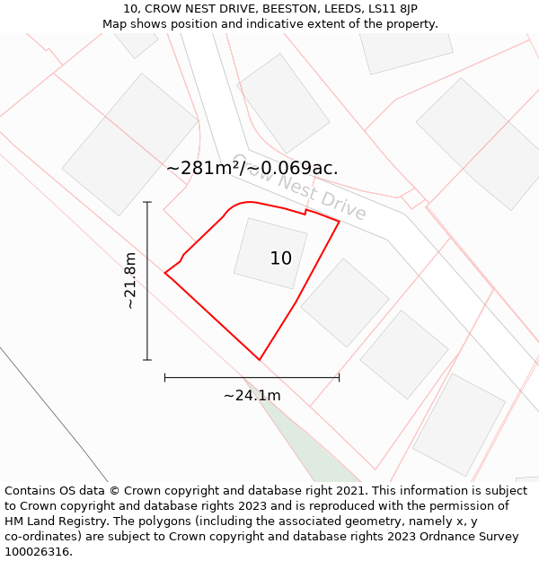 10, CROW NEST DRIVE, BEESTON, LEEDS, LS11 8JP: Plot and title map