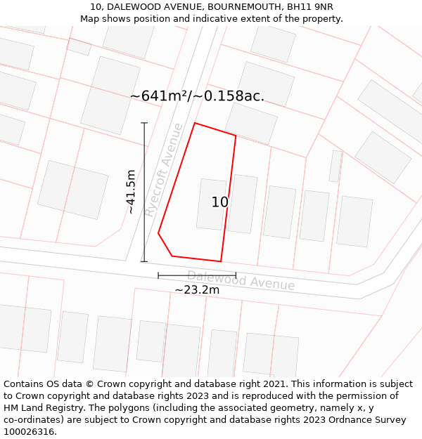 10, DALEWOOD AVENUE, BOURNEMOUTH, BH11 9NR: Plot and title map