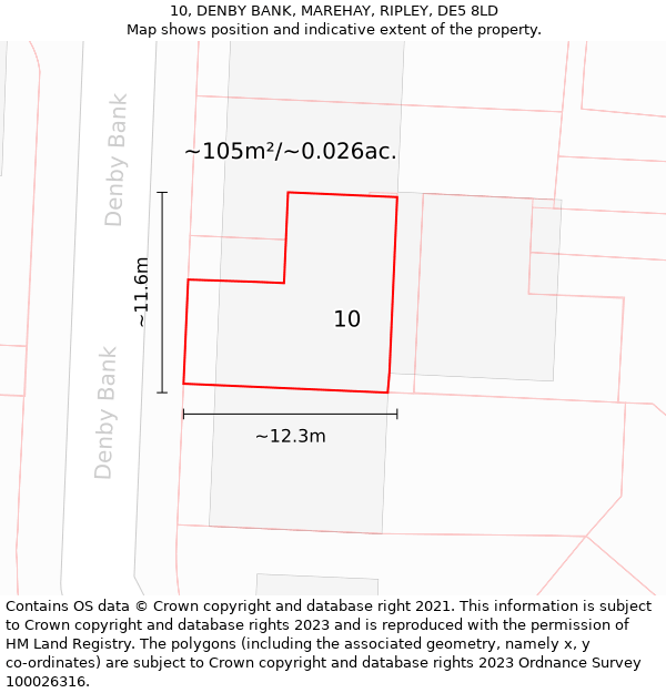 10, DENBY BANK, MAREHAY, RIPLEY, DE5 8LD: Plot and title map