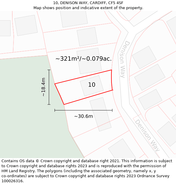 10, DENISON WAY, CARDIFF, CF5 4SF: Plot and title map