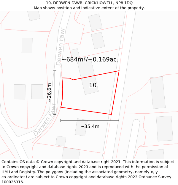 10, DERWEN FAWR, CRICKHOWELL, NP8 1DQ: Plot and title map