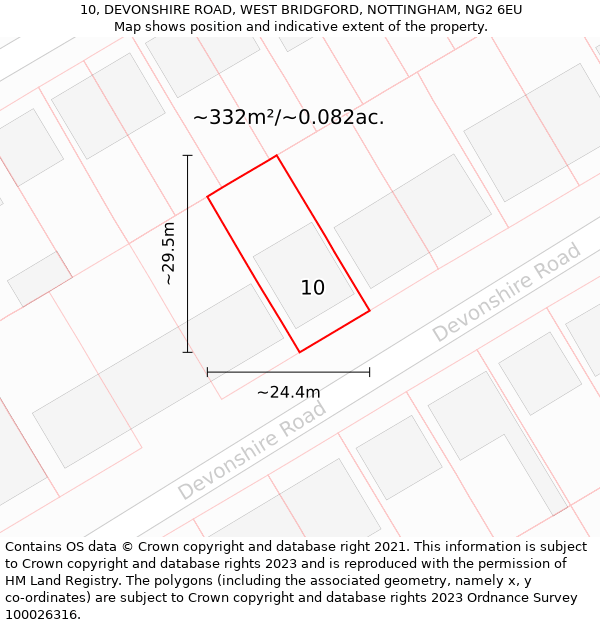 10, DEVONSHIRE ROAD, WEST BRIDGFORD, NOTTINGHAM, NG2 6EU: Plot and title map