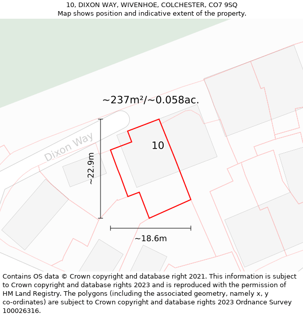 10, DIXON WAY, WIVENHOE, COLCHESTER, CO7 9SQ: Plot and title map