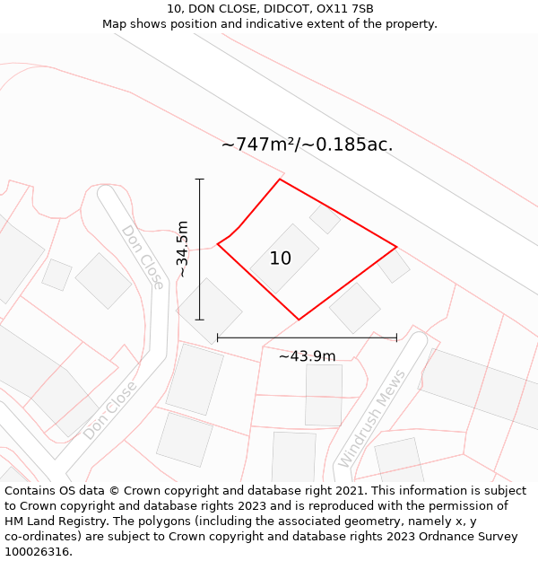 10, DON CLOSE, DIDCOT, OX11 7SB: Plot and title map
