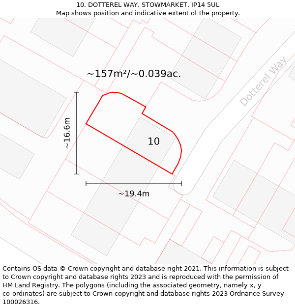 10, DOTTEREL WAY, STOWMARKET, IP14 5UL: Plot and title map