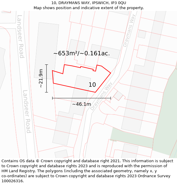 10, DRAYMANS WAY, IPSWICH, IP3 0QU: Plot and title map