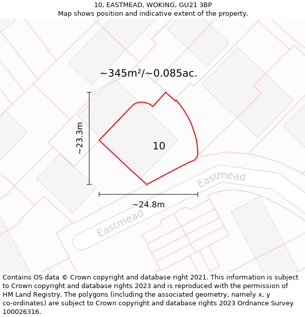 10, EASTMEAD, WOKING, GU21 3BP: Plot and title map