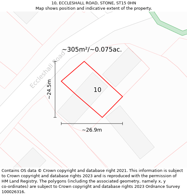 10, ECCLESHALL ROAD, STONE, ST15 0HN: Plot and title map