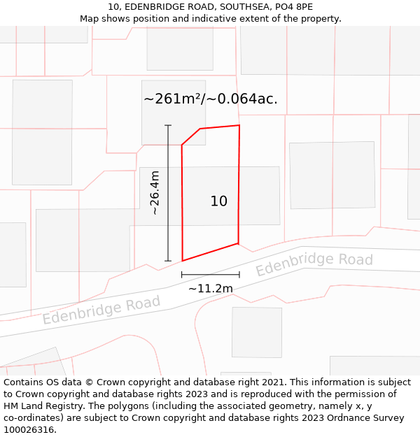 10, EDENBRIDGE ROAD, SOUTHSEA, PO4 8PE: Plot and title map