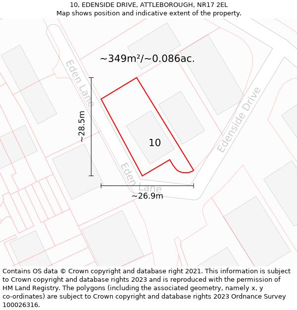 10, EDENSIDE DRIVE, ATTLEBOROUGH, NR17 2EL: Plot and title map