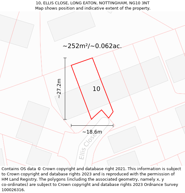 10, ELLIS CLOSE, LONG EATON, NOTTINGHAM, NG10 3NT: Plot and title map