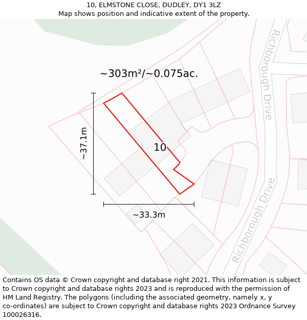 10, ELMSTONE CLOSE, DUDLEY, DY1 3LZ: Plot and title map