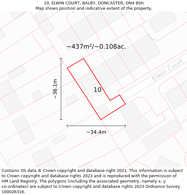 10, ELWIN COURT, BALBY, DONCASTER, DN4 8SH: Plot and title map