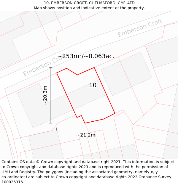10, EMBERSON CROFT, CHELMSFORD, CM1 4FD: Plot and title map