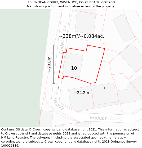 10, ENDEAN COURT, WIVENHOE, COLCHESTER, CO7 9SG: Plot and title map