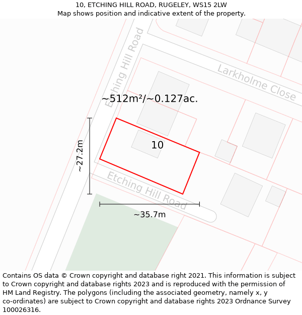 10, ETCHING HILL ROAD, RUGELEY, WS15 2LW: Plot and title map