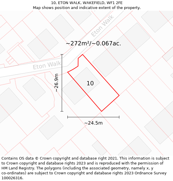 10, ETON WALK, WAKEFIELD, WF1 2FE: Plot and title map