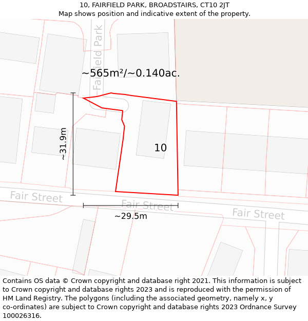 10, FAIRFIELD PARK, BROADSTAIRS, CT10 2JT: Plot and title map