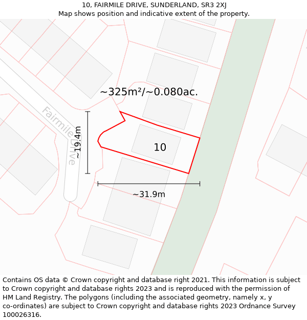 10, FAIRMILE DRIVE, SUNDERLAND, SR3 2XJ: Plot and title map