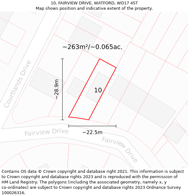 10, FAIRVIEW DRIVE, WATFORD, WD17 4ST: Plot and title map