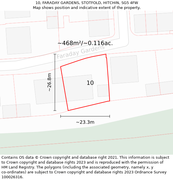 10, FARADAY GARDENS, STOTFOLD, HITCHIN, SG5 4FW: Plot and title map