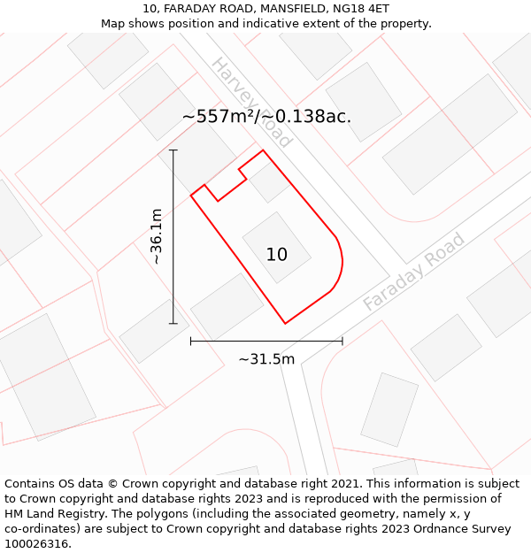 10, FARADAY ROAD, MANSFIELD, NG18 4ET: Plot and title map