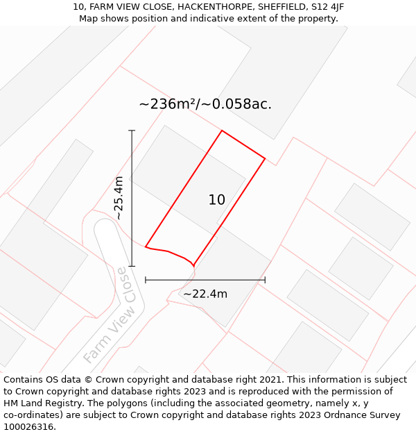 10, FARM VIEW CLOSE, HACKENTHORPE, SHEFFIELD, S12 4JF: Plot and title map