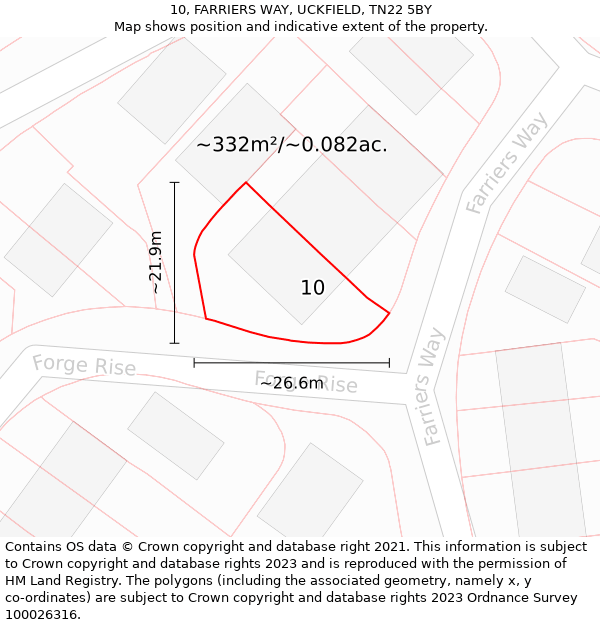 10, FARRIERS WAY, UCKFIELD, TN22 5BY: Plot and title map