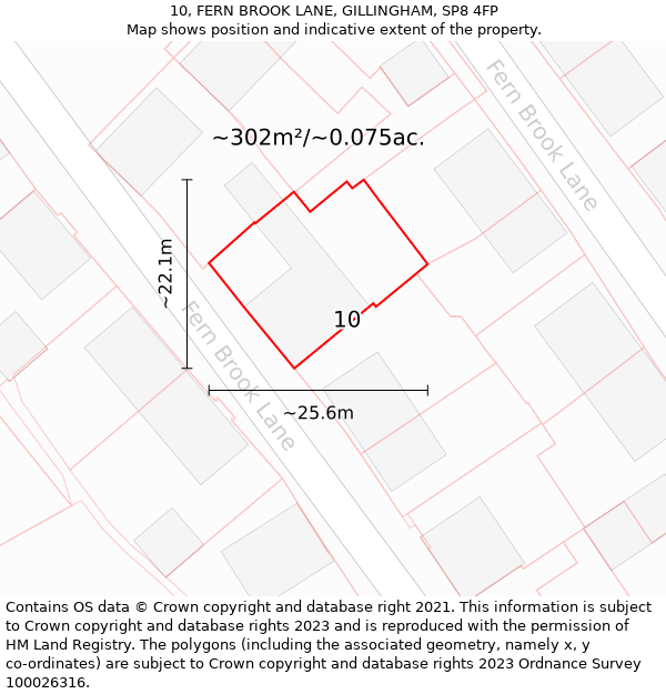 10, FERN BROOK LANE, GILLINGHAM, SP8 4FP: Plot and title map