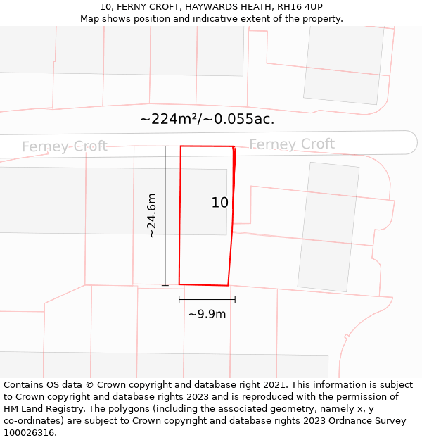 10, FERNY CROFT, HAYWARDS HEATH, RH16 4UP: Plot and title map