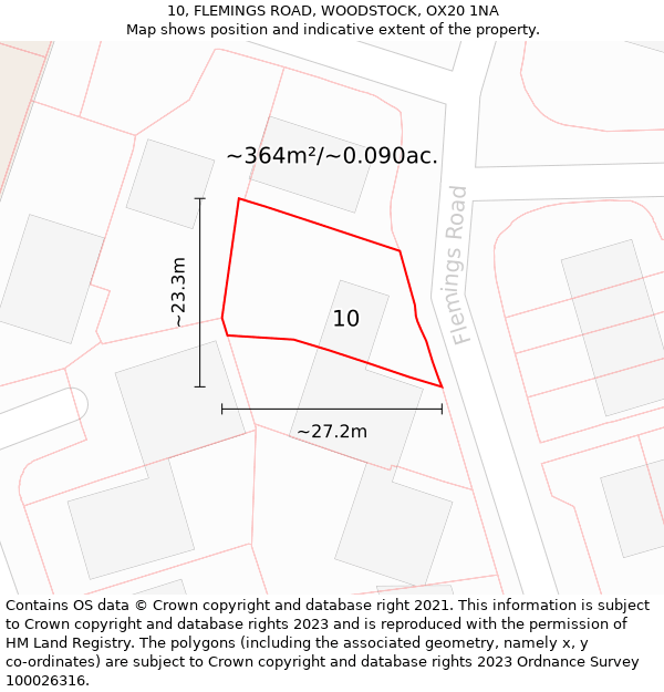 10, FLEMINGS ROAD, WOODSTOCK, OX20 1NA: Plot and title map