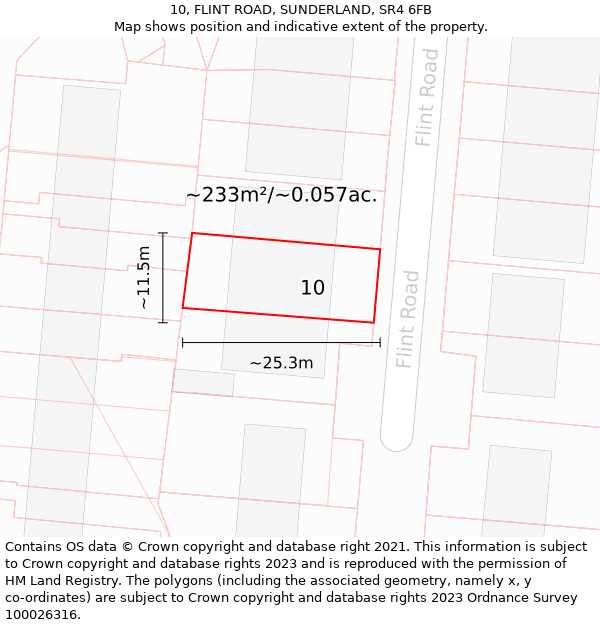 10, FLINT ROAD, SUNDERLAND, SR4 6FB: Plot and title map