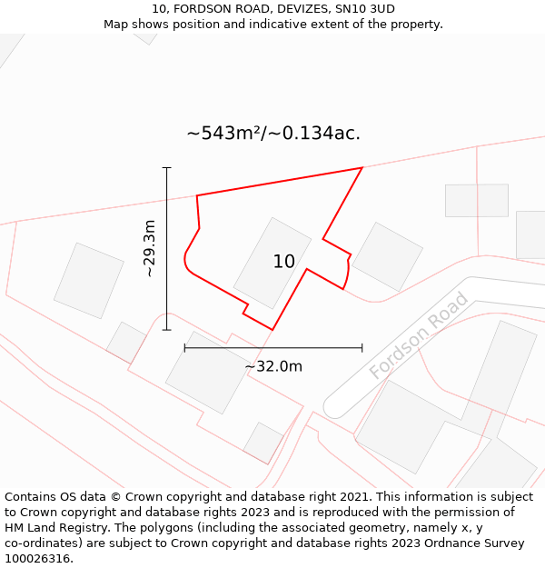 10, FORDSON ROAD, DEVIZES, SN10 3UD: Plot and title map