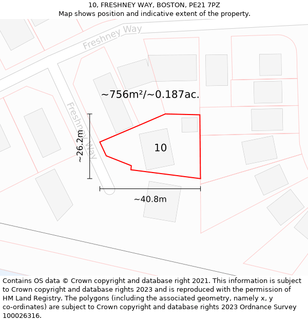 10, FRESHNEY WAY, BOSTON, PE21 7PZ: Plot and title map