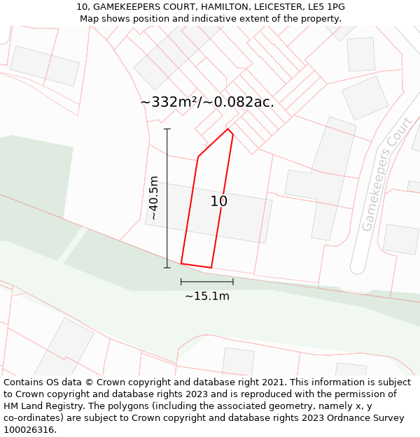 10, GAMEKEEPERS COURT, HAMILTON, LEICESTER, LE5 1PG: Plot and title map