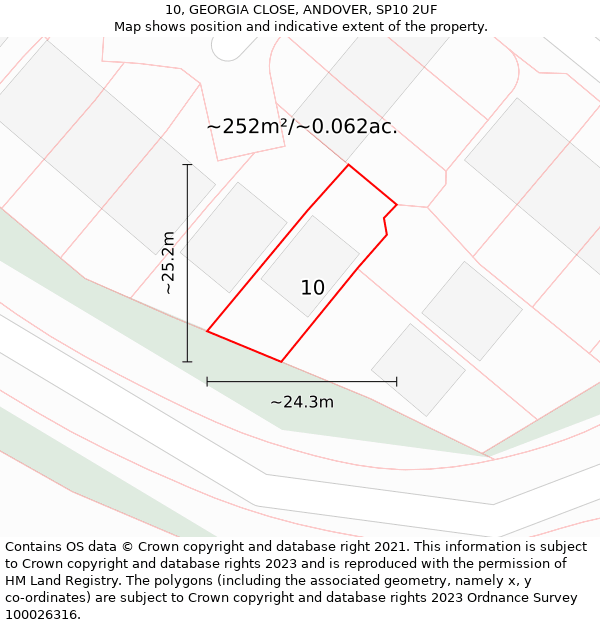 10, GEORGIA CLOSE, ANDOVER, SP10 2UF: Plot and title map