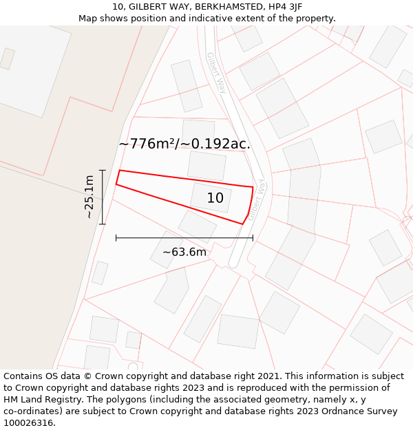 10, GILBERT WAY, BERKHAMSTED, HP4 3JF: Plot and title map