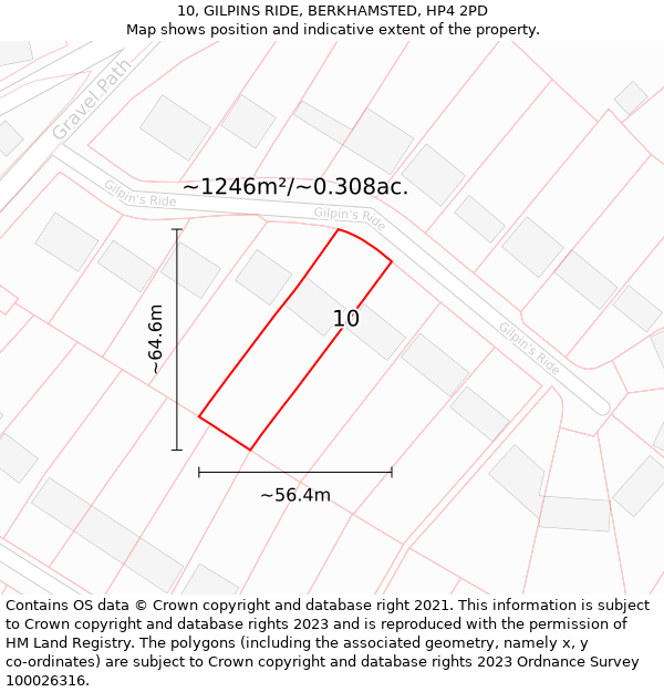 10, GILPINS RIDE, BERKHAMSTED, HP4 2PD: Plot and title map