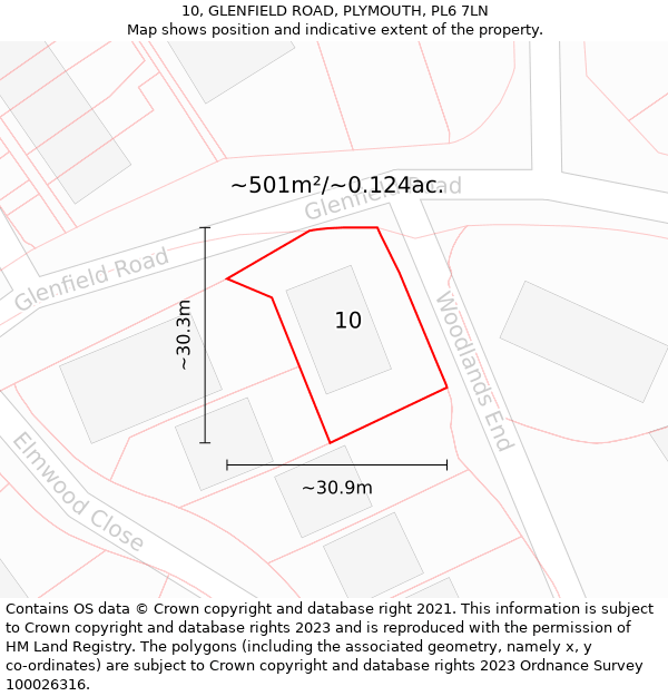 10, GLENFIELD ROAD, PLYMOUTH, PL6 7LN: Plot and title map