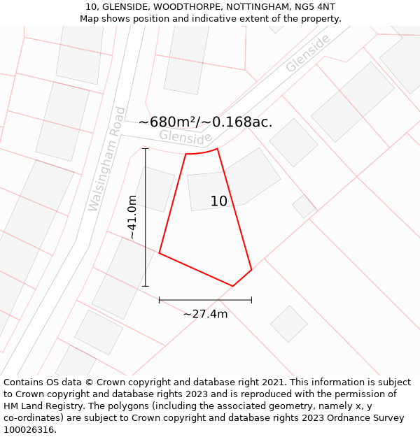 10, GLENSIDE, WOODTHORPE, NOTTINGHAM, NG5 4NT: Plot and title map