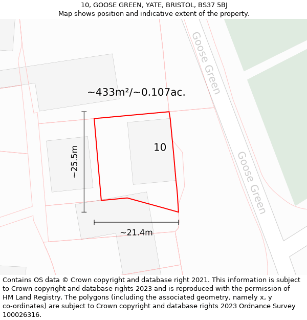 10, GOOSE GREEN, YATE, BRISTOL, BS37 5BJ: Plot and title map