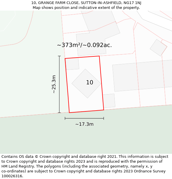 10, GRANGE FARM CLOSE, SUTTON-IN-ASHFIELD, NG17 1NJ: Plot and title map